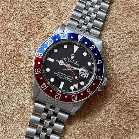 rolex gmt master 16750 armbanduhr zifferblatteinsatz mit pepsi-lünette|rolex gmt 16750 dial.